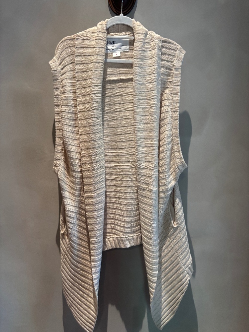 EVER Cream Sleeveless Sweater Cardigan